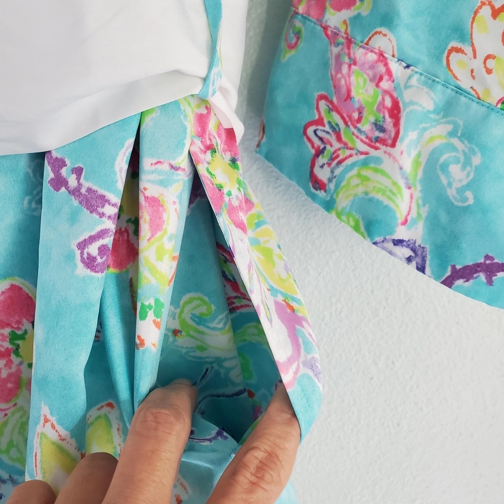 Lauren Ralph Lauren Robe Womens Medium Blue Floral Paisley Belted Kimono Pocket - Picture 8 of 9
